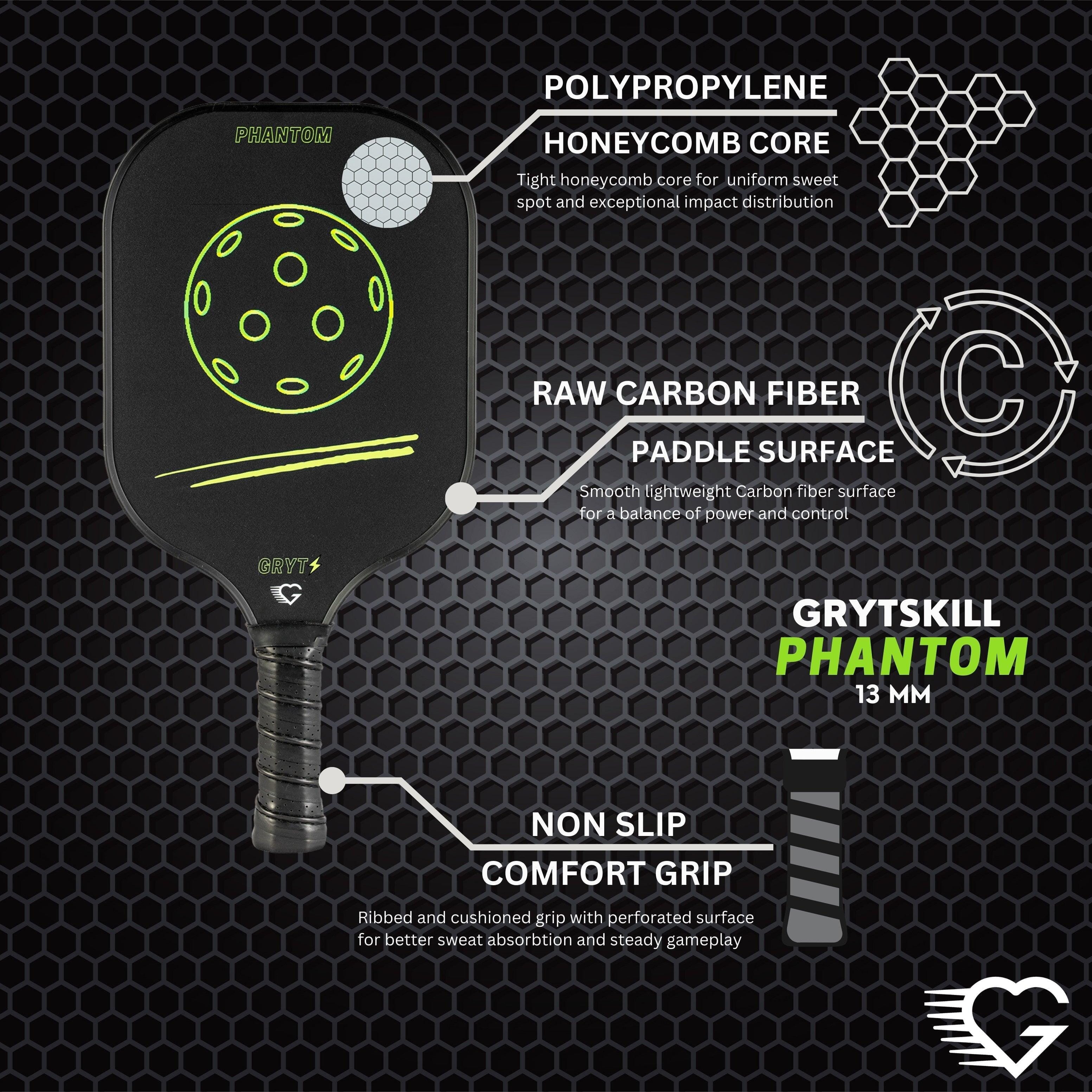 Grytskill Phantom - Raw Carbon Fiber Paddle - GRYTSKILL