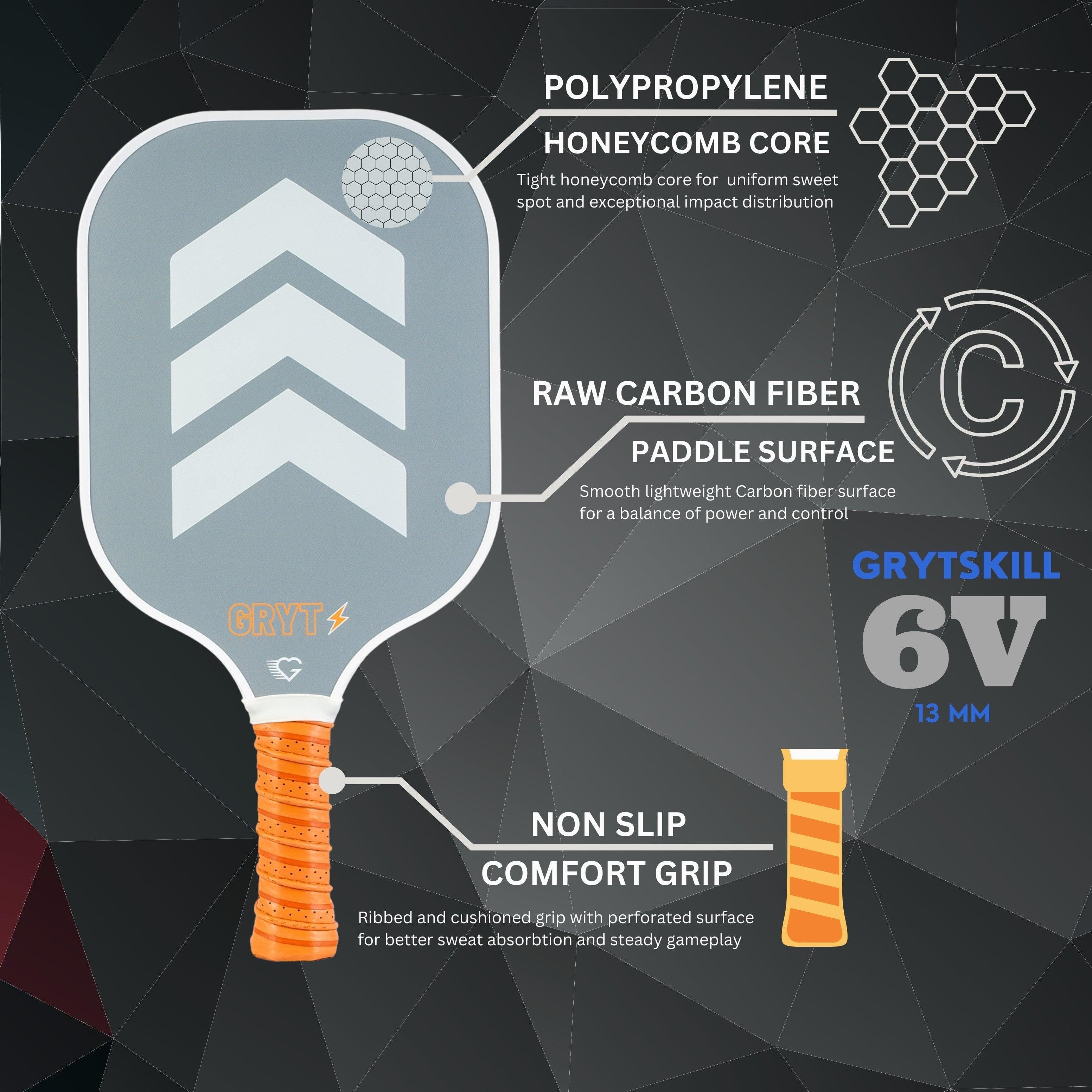 Grytskill 6V - Raw Carbon Fiber Paddle - GRYTSKILL